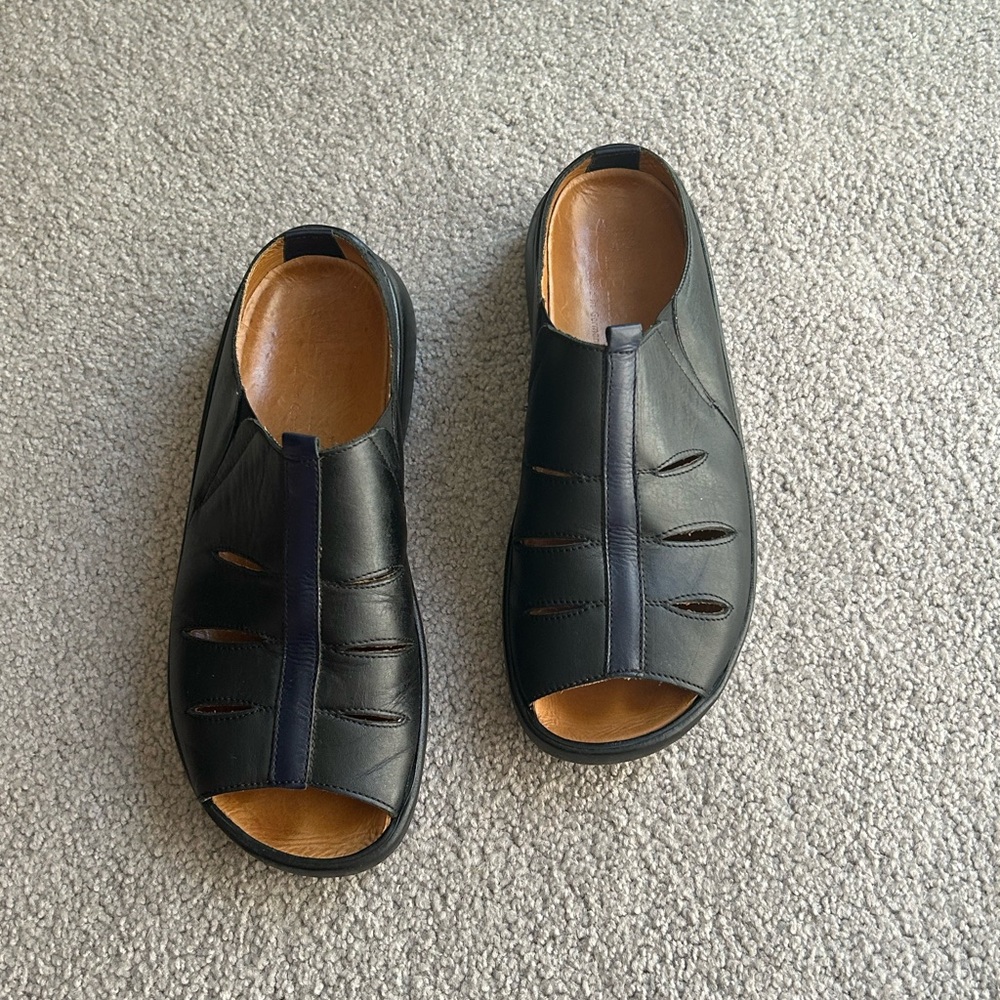 Haflinger Size 40 Black Leather Slip on Shoes